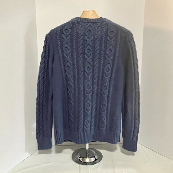 LL Bean Cable Knit Sweater Women’s Small Steel Blue100% Cotton Pullover Crewneck - Picture 2 of 9